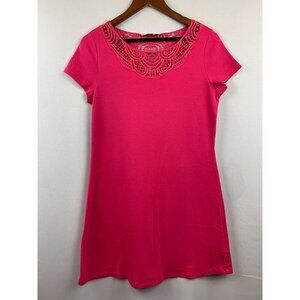 Liz Claiborne Womens Crochet Neckline Pink Dress